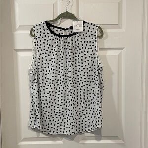 Kasper Women's Sleeveless Shirred Front Polka Dot  Blouse NWT Size 2X